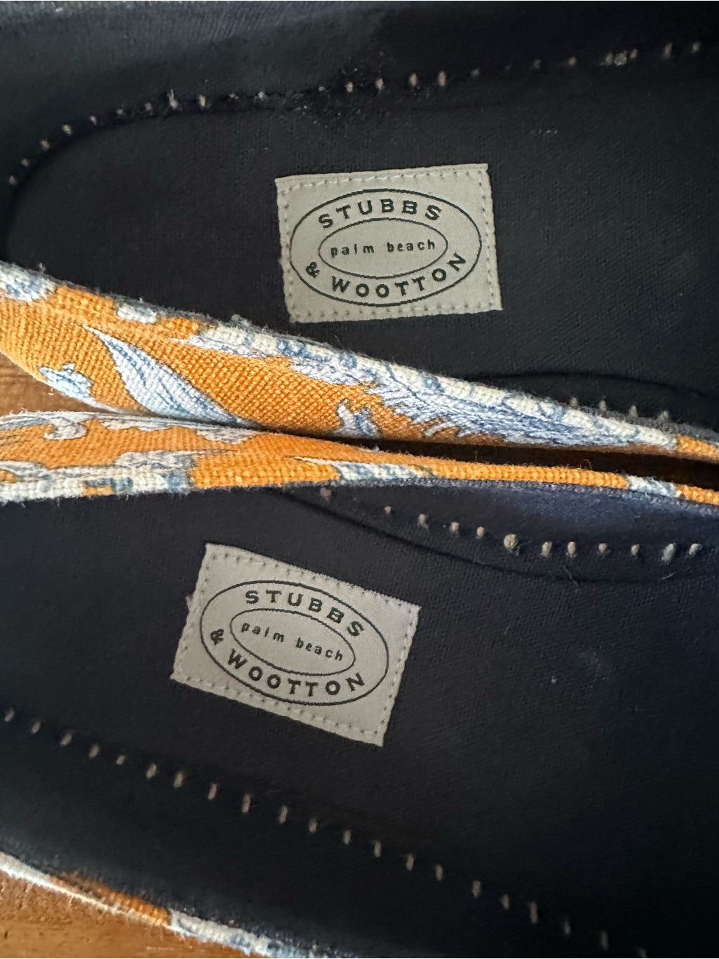 Stubbs & Wooten Gatsby Toile Orange Floral Slip-On Espadrilles Size 9 — image 3 of 7
